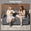 Divano Letto 2 Posti 3 in 1 Clic Clac 160x85x85 cm con 2 Cuscini Reclinabile e Imbottito in Tessuto Grigio      