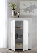Mobile Alto da Salotto 2 Porte 92x42x125cm TFT  Build Bianco Lucido e Cemento