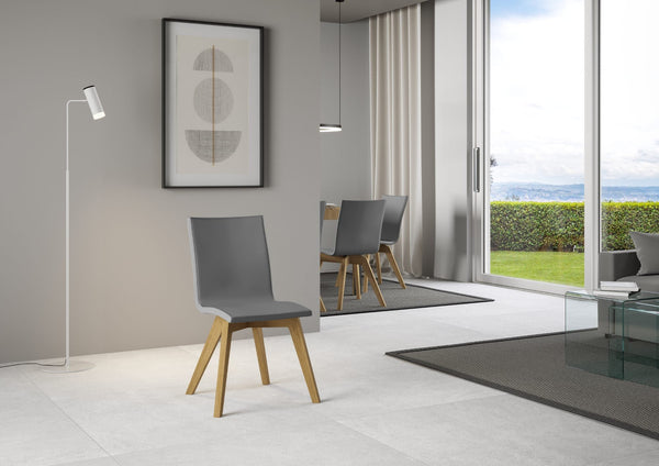 sconto Sedia 52x52x87 cm Trudy gambe quercia in Similpelle Grigio