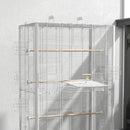 Voliera Gabbia per Uccelli 61x36,5x98 cm con Vassoio Estraibile e Posatoi per Pappagalli in Acciaio Bianco      