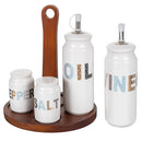 Menage Set Olio Aceto Sale e Pepe Ø6x20,5 cm 320 ml in Gres VdE Tivoli 1996 Luxury