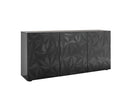 Mobile Buffet 3 Ante 180x42x84 cm in Legno TFT Praga Nero Lucido