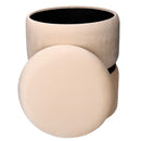 Set 2 Pouf Contenitore Ø35 cm e Ø39 cm in Tessuto Velluto Crema