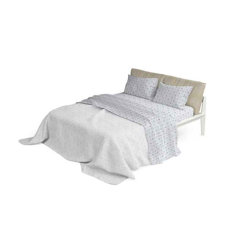 Set Lenzuola Matrimoniale con Stampa Sopra Sotto e Federe in Cotone Athena Dora Grigio