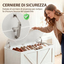 Cassapanca Contenitore 100x40x45 cm con 2 Cerniere di Sicurezza in Truciolato Bianco Effetto Legno      