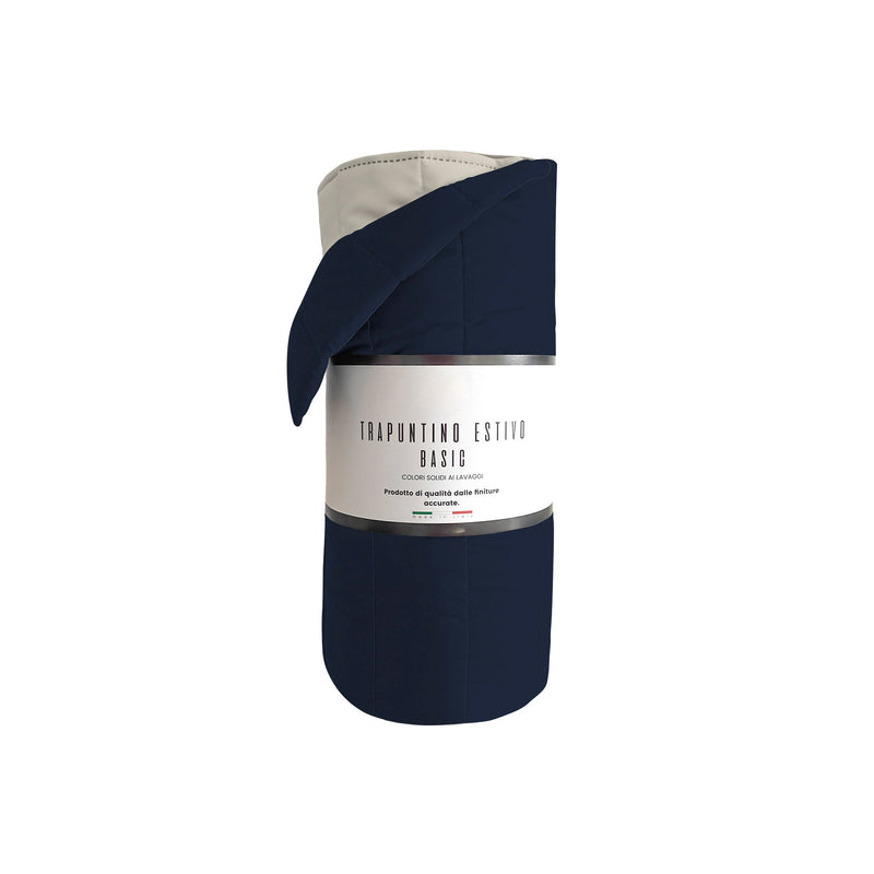 Trapuntino Double Face Estivo 100gr Tinta Unita in Microfibra Blu Scuro/Grigio Chiaro Varie Misure