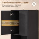 Dispensa Cucina 60x30x170 cm con Contenitore e Mensola Regolabile in Pannello Truciolare Effetto Legno Nero      