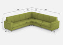 Divano Angolare 7 Posti 286x286x85 cm Marrak in Tessuto Verde