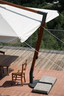 Ombrellone da Giardino Decentrato 4x4m in Legno Telo in Acrilico con Balza Danieli San Francisco Ecrù