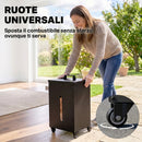 Contenitore per Pellet 30 kg 36,5x36,5x61,5 cm con Coperchio Ruote e Setaccio in Acciaio Laminato a Freddo Nero      
