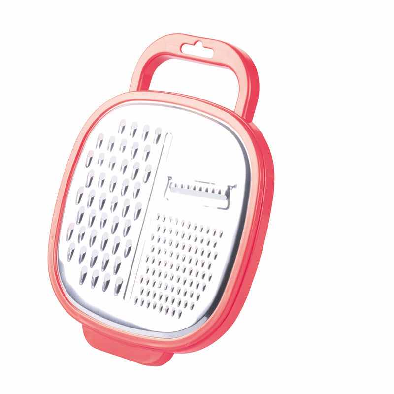 Grattugia Manuale 19,3x24,8x6,2 cm in Acciaio con Contenitore Rosso