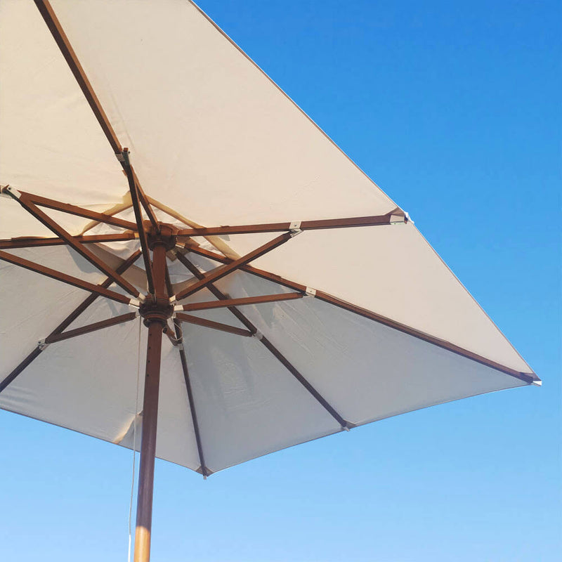 Ombrellone da Giardino 2,5x3,5 m Palo Ø48 mm in Legno Telo in Acrilico Danieli Sydney Ecrù