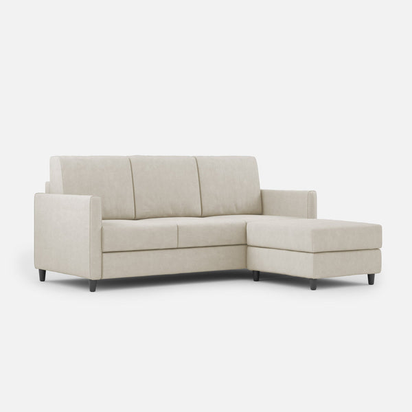Divano 3 Posti con Pouf 198x155x85 cm Karay in Tessuto Latte sconto
