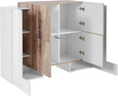 Credenza con 6 Ante 130x45x100 cm Pillon High 2A 4A Bianco Lucido/Acero Pereira  