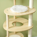 Tiragraffi per Gatti a Torre Ø54x123,5 cm con Letto e Posatoi in Truciolato e Legno di Pino Rovere
