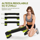 Stepper Fitness per Aerobica Regolabile su 3 Altezze in Plastica Verde e Nero      