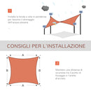 Tenda a Vela Rettangolare Resistente ai Raggi UV con Corda 4x6 m in PE e Acciaio Inox Rossa