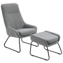 Poltrona con Pouf Poggiapiedi Imbottiti 64x77x107,5 cm in Tessuto Grigio