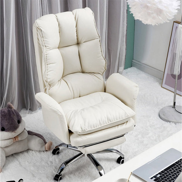 Sedia Poltrona da Ufficio Presidenziale Imbottita con Poggiapiedi Beige online