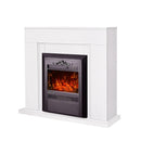 Camino Elettrico da Pavimento 85x95x30 cm Effetto Fiamma 2000W Arthur & Cristina Bianco