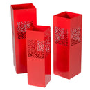 Set 3 Portaombrelli in Metallo 20x20H60cm Geometrie Rosso