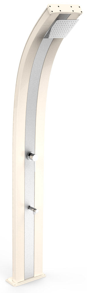 Doccia Solare da Esterno Giardino 40L Miscelatore e Lavapiedi Arkema Dada Fascia Inox Bianco Crema sconto