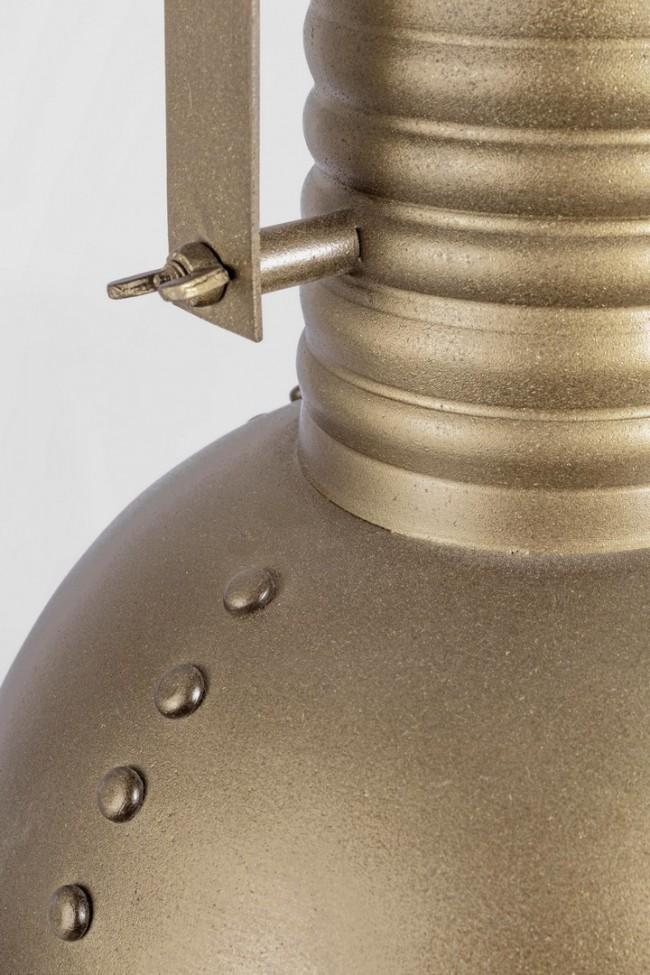 Lampadario Arlington 1 Luce Ø31x168 cm E27 in Legno e Acciaio Ottonato