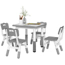 Set Tavolo con 4 Sedie per Bambini Altezza Regolabile Grigio  