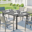 Tavolo da Giardino Allungabile 110-170x90x75 cm per 6-8 Persone con Piano a Doghe in Alluminio Grigio Scuro      