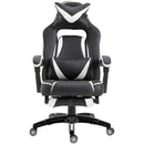 Sedia da Gaming con Rotelle in Similpelle Bianco e Nero 