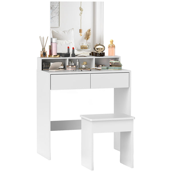 online Consolle Trucco con Specchio Cassetti e Ripiani 75x38x135 cm Bianco