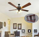 Ventilatore da Soffitto 5 Pale e 3 Lampade Ø132cm 3 Velocità Vannini Amarcord
