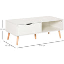 Tavolino Basso con Cassetto 100x48x44 cm in Legno Bianco