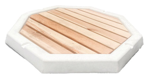 online Piatto Doccia Ottagonale da Esterno Giardino 80 cm con Listelli di Legno Arkema Bianco