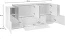Credenza 7 Ante 200x45x86 cm New Coro Bianco Lucido e Acero Pereira