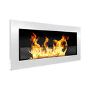 Camino A Bioetanolo da Parete o Incasso 90x12x40 cm Con Vetro Livorno Bianco      