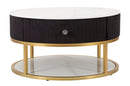 Tavolo da Caffe' Montpellier Nero Ø 75x36 cm in Ferro Legno 