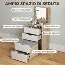 Toeletta 3 in 1 50x40x78 cm con Specchio Ribaltabile Sgabello e Cassetti in MDF Rovere e Bianco      