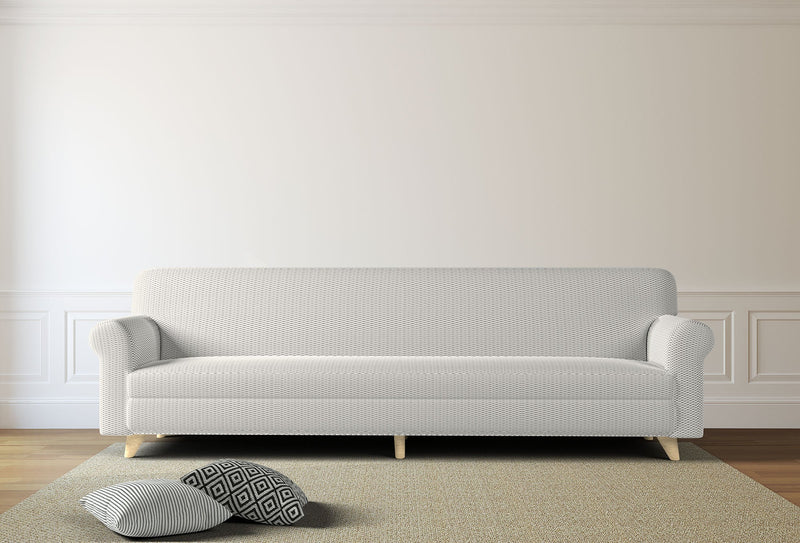 Copridivano Elasticizzato in Poliestere e Cotone Fashionable Panna