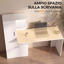 Scrivania per Computer 150x55x122 cm con Libreria e Armadietto in Truciolato Bianco      