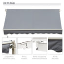 Tenda da Sole Avvolgibile a Parete 395x245 cm in Metallo e Poliestere Grigio