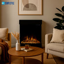 Caminetto Elettrico da Pavimento Autoportante Calliope Effetto Fuoco e Telecomando con Cornice in Legno MDF Nero