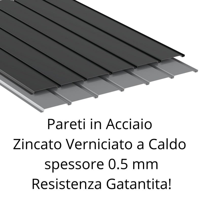 Casetta Box da Giardino 249,1x209,3x231,3 cm in Acciaio Zincato Grigio