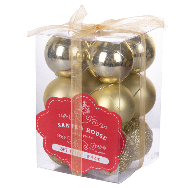 Set 12 Palle di Natale Ø4 cm in Plastica Oro sconto