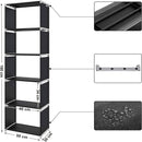 Libreria Scaffale 5 Ripiani Componibile 50x30x180 cm in Tessuto TNT Nero