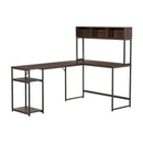 Scrivania Angolare da Ufficio 170x120x140 cm in Metallo e Legno Noce e Nero