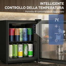 Mini Frigo da Ufficio 42,3x40x55 cm Capienza 46L 59 Lattine Temperatura Regolabile 0-20℃ con Porta in Doppio Vetro Temperato Nero      