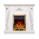 Camino Elettrico da Pavimento 103,5x110x30 cm Effetto Fiamma 2000W Napoli & Galileo Gold Bianco