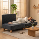 Poltrona Letto Singolo 2 in 1 Pieghevole Salvaspazio 94x63x89 cm con Cuscini in Tessuto Misto Lino-Velluto Grigio Scuro      