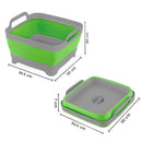 Vaschetta Bacinella Multiuso Pieghevole 30,5x30 cm 9 Litri con Tappo di Scarico in Silicone Verde